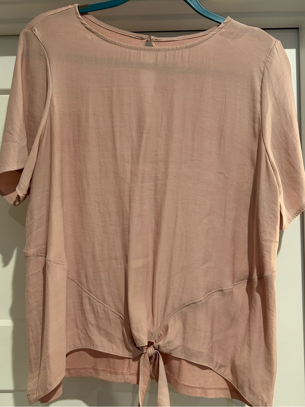 a new day Blush Pink Short Sleeve Tie-Front Tee